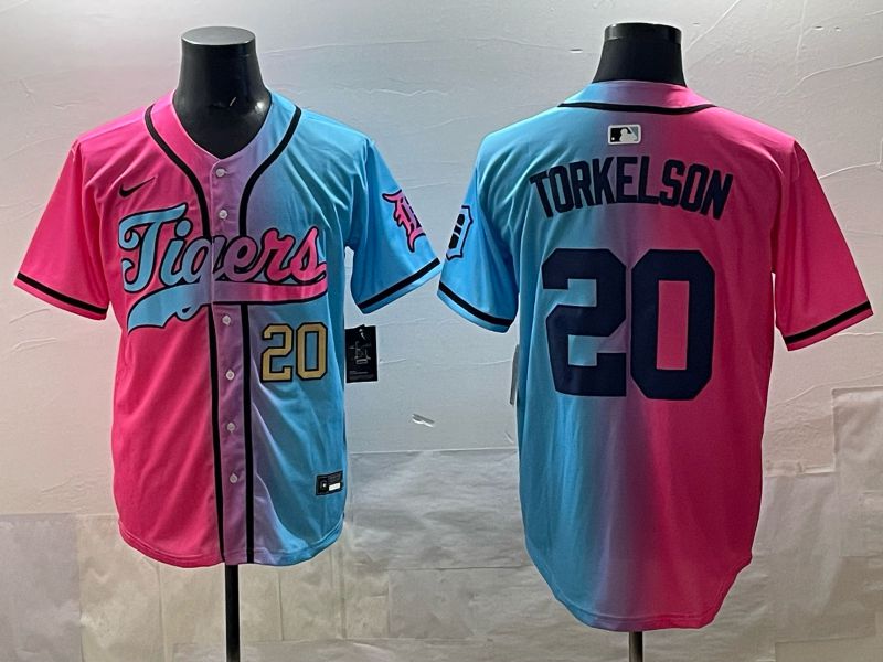 Men 2025 Detroit Tigers #20 Torkelson Blue pink Game Nike MLB Jersey style 02->detroit tigers->MLB Jersey